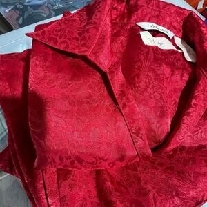 DELICATES 2 piece, women's size S, polyester pajamas set, red satin feel